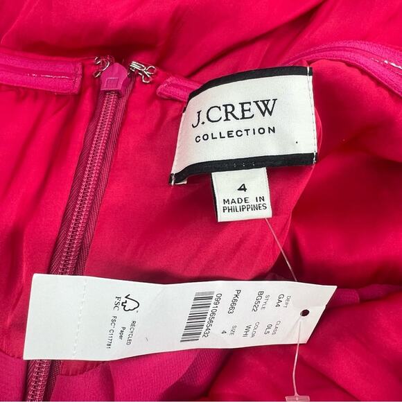 NWT J. Crew collection Halter cutout dress in featherweight satin wild hibiscus - Picture 5 of 7